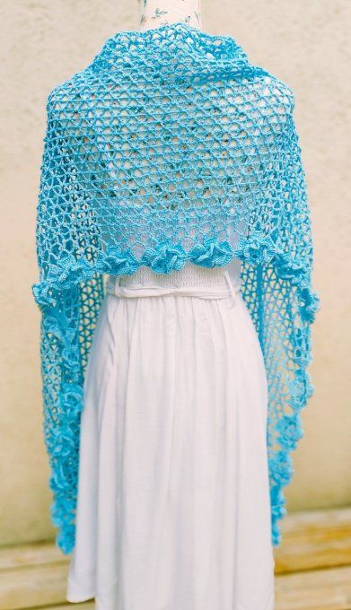châle étole bleu turquoise