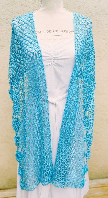châle étole bleu turquoise