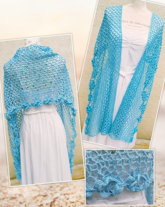 châle étole bleu turquoise