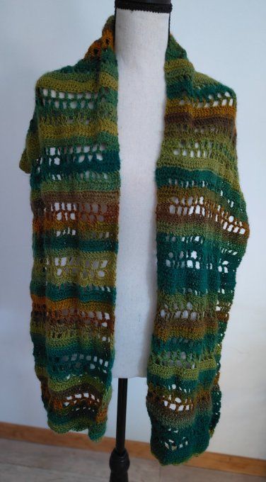 grande écharpe chaude vert/ocre