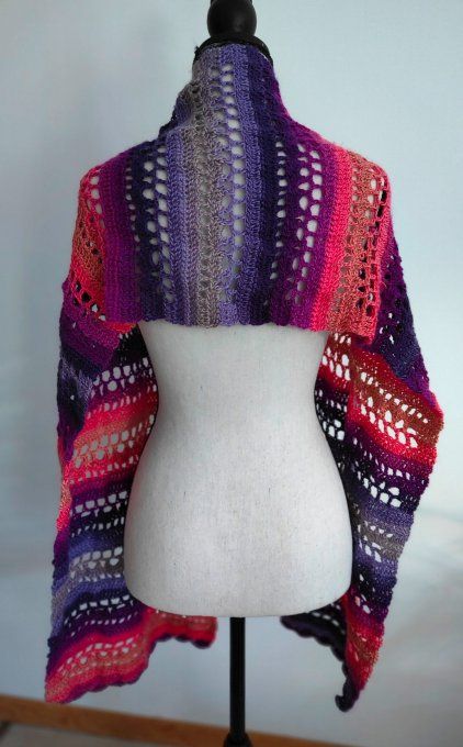 grande écharpe chaude rose orange et violet