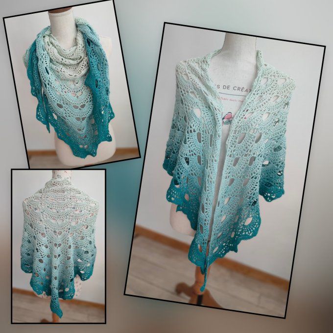 châle dégradé turquoise